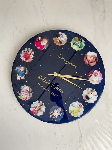Midnight Floral Resin Wall Clock