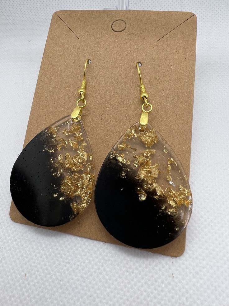 Black & Gold Luxury Resin Drop Earrings